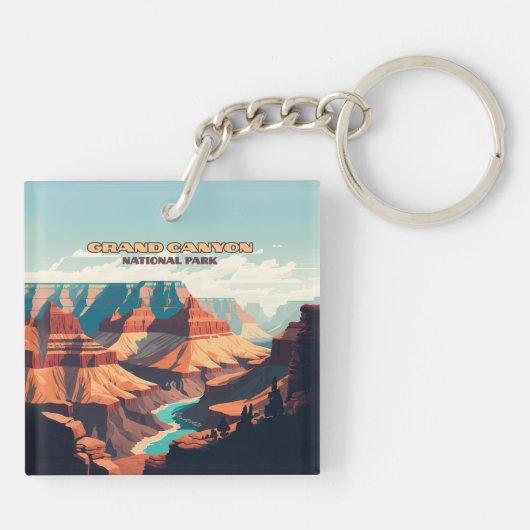 Nationaal park Arizona Retro Sleutelhanger (Achterkant)