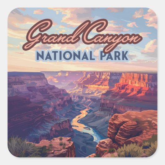 Nationaal park Arizona Retro Vierkante Sticker (Voorkant)