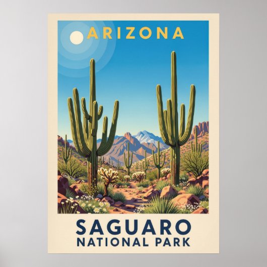 Nationaal park Arizona Saguaro V02 Poster (Voorkant)