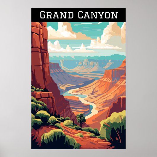 Nationaal park Arizona, Vintage Grand Canyon Poster (Voorkant)