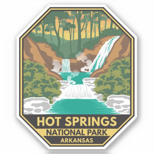 Nationaal park Arkansas Retro Sticker (Voorkant)