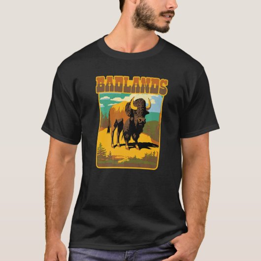 Nationaal Park Badlands Bison American Buffalo Dak T-shirt (Voorkant)