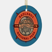 nationaal park Badlands Buffalo Retro Compass Keramisch Ornament (Rechts)