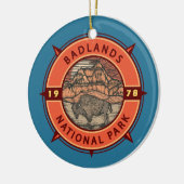 nationaal park Badlands Buffalo Retro Compass Keramisch Ornament (Links)