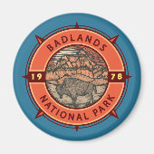 nationaal park Badlands Buffalo Retro Compass Magneet (Voorkant)