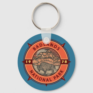 nationaal park Badlands Buffalo Retro Compass Sleutelhanger
