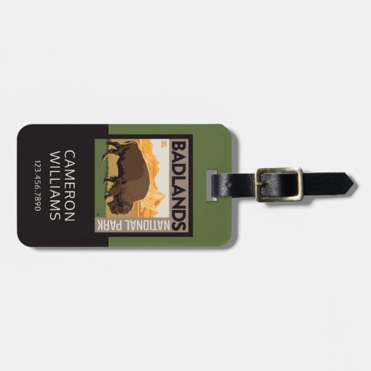 Nationaal park Badlands | Buffels Bagagelabel (Voorkant horizontaal)
