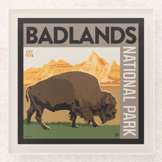 Nationaal park Badlands | Buffels Glazen Onderzetter (Voorkant)