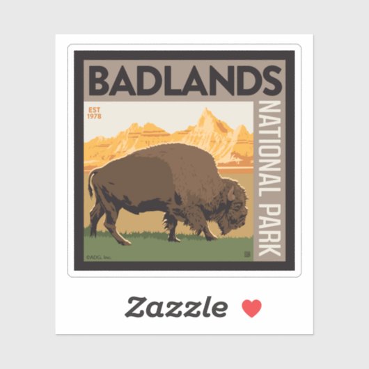 Nationaal park Badlands | Buffels Sticker (Vel)