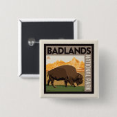 Nationaal park Badlands | Buffels Vierkante Button 5,1 Cm (Voorkant /achterkant)