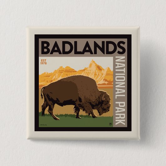 Nationaal park Badlands | Buffels Vierkante Button 5,1 Cm (Voorkant)