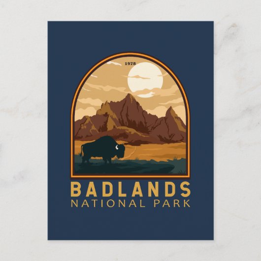 nationaal park Badlands Emblem Briefkaart (Voorkant)
