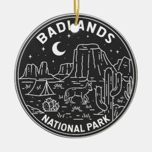 Nationaal Park Badlands Landschap Monoline Keramisch Ornament