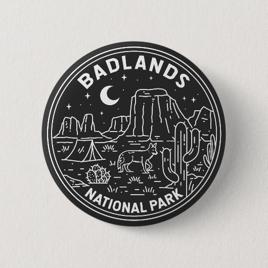 Nationaal Park Badlands Landschap Monoline Ronde Button 5,7 Cm (Voorkant)