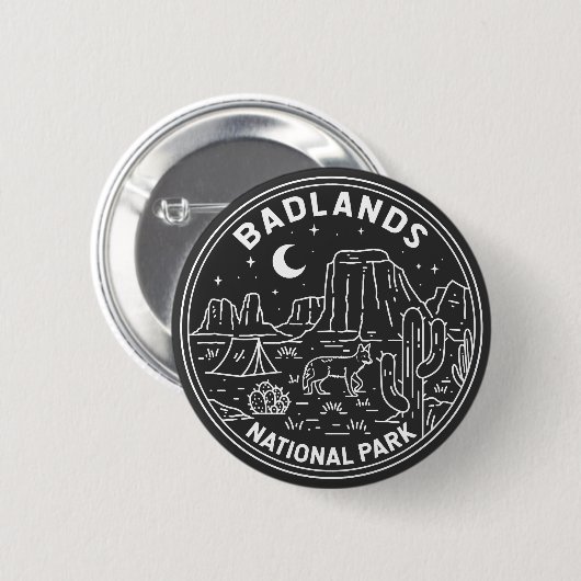 Nationaal Park Badlands Landschap Monoline Ronde Button 5,7 Cm (Voorkant /achterkant)