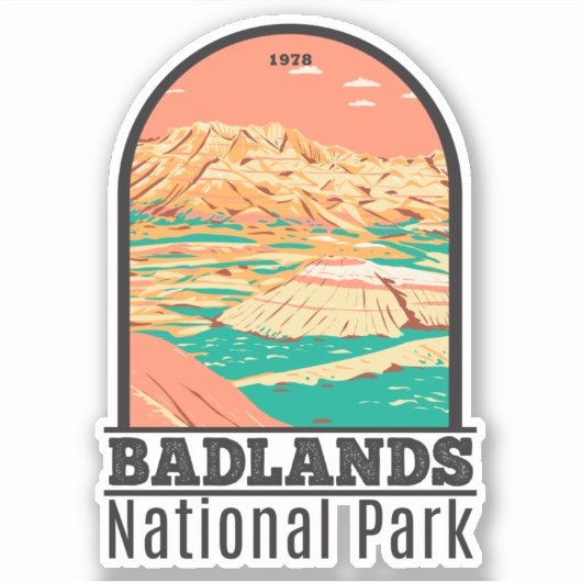 Nationaal Park Badlands  landschap Sticker (Voorkant)