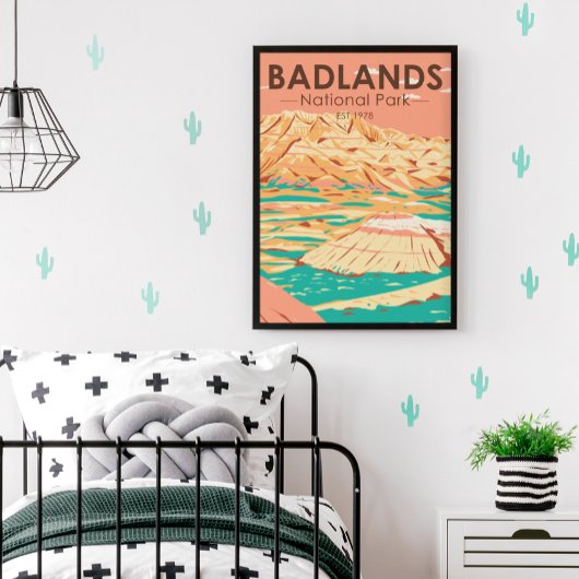 Nationaal Park Badlands Landschap Vintage Poster