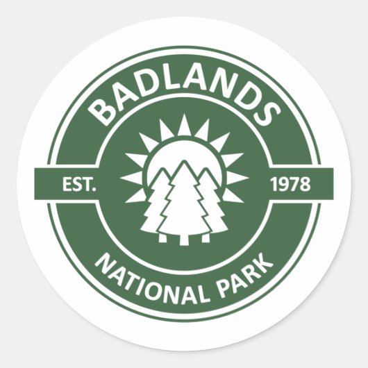 Nationaal Park Badlands Ronde Sticker (Voorkant)