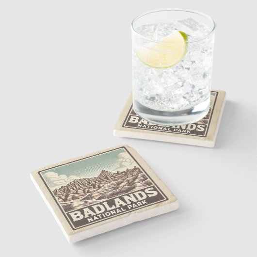 Nationaal Park Badlands Stenen Onderzetter (Zijkant)