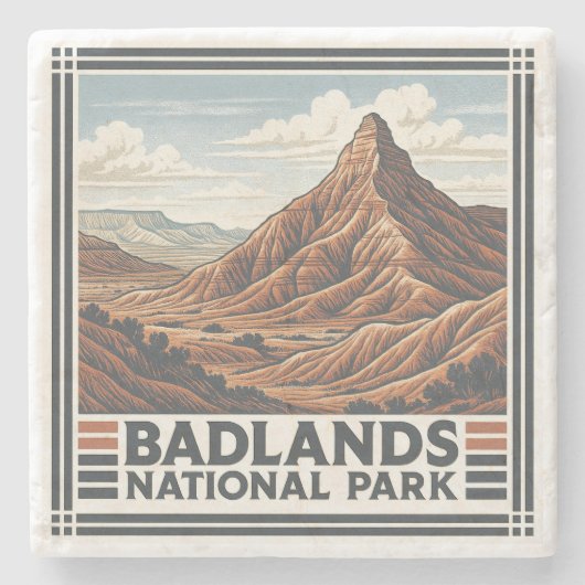 Nationaal Park Badlands Stenen Onderzetter (Voorkant)