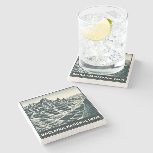 Nationaal Park Badlands Stenen Onderzetter (Zijkant)