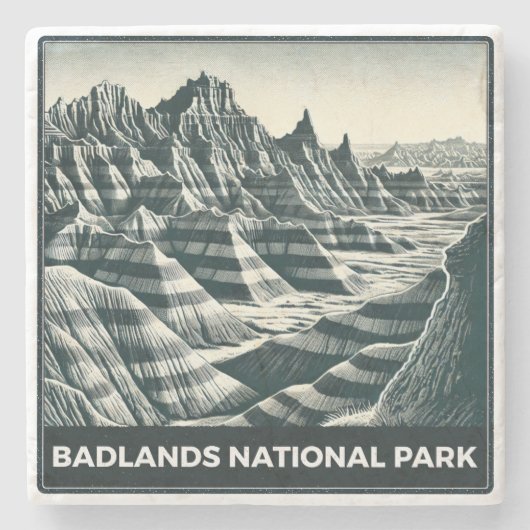 Nationaal Park Badlands Stenen Onderzetter (Voorkant)