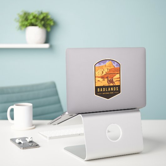 Nationaal Park Badlands Sticker (Laptop op bureau)