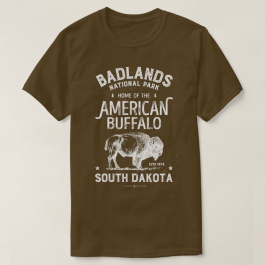 Nationaal Park Badlands T Buffalo Bison South Dako T-shirt (Design voorkant)