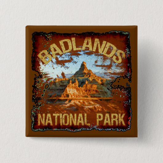 Nationaal Park Badlands Vierkante Button 5,1 Cm (Voorkant)
