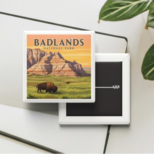 Nationaal Park Badlands Vierkante Button 5,1 Cm