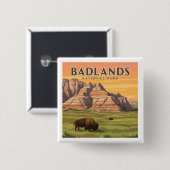 Nationaal Park Badlands Vierkante Button 5,1 Cm (Voorkant /achterkant)