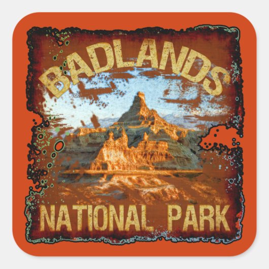 Nationaal Park Badlands Vierkante Sticker (Voorkant)