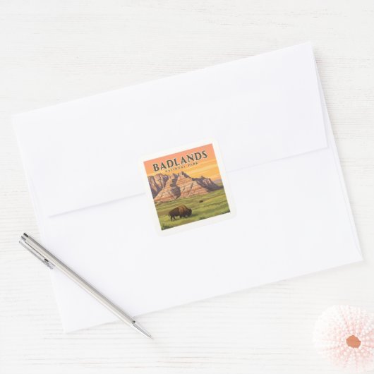 Nationaal Park  Badlands Vierkante Sticker (Envelop)