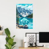 Nationaal park Banff aquarel 1 Poster (Thuiskantoor)