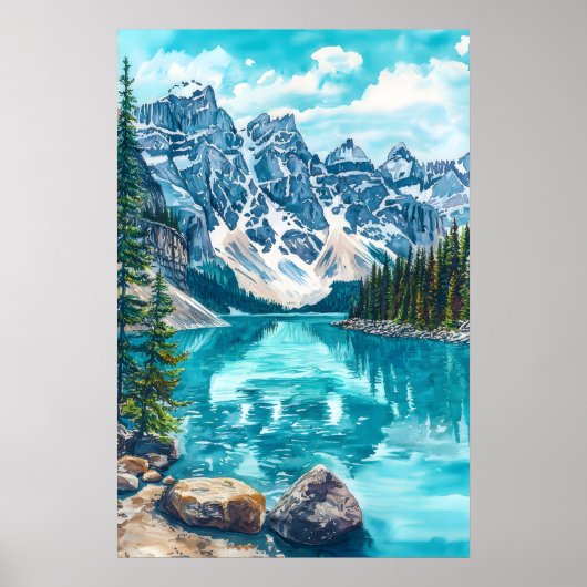 Nationaal park Banff aquarel 2 Poster (Voorkant)