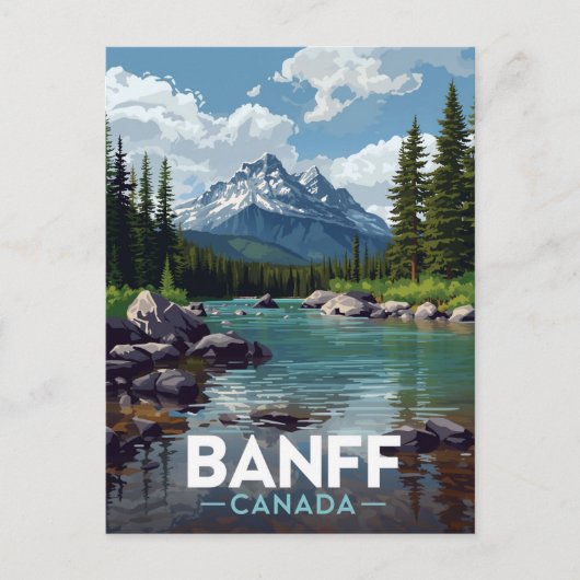 Nationaal Park Banff Berg Rivier Uitzicht Briefkaart (Voorkant)