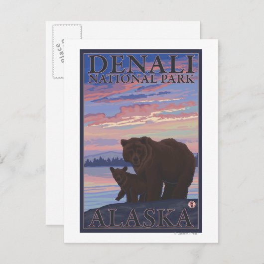 Nationaal Park beer en Cub - Denali, Alaska Briefkaart (Voorkant / Achterkant)