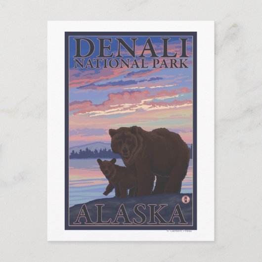 Nationaal Park beer en Cub - Denali, Alaska Briefkaart (Voorkant)