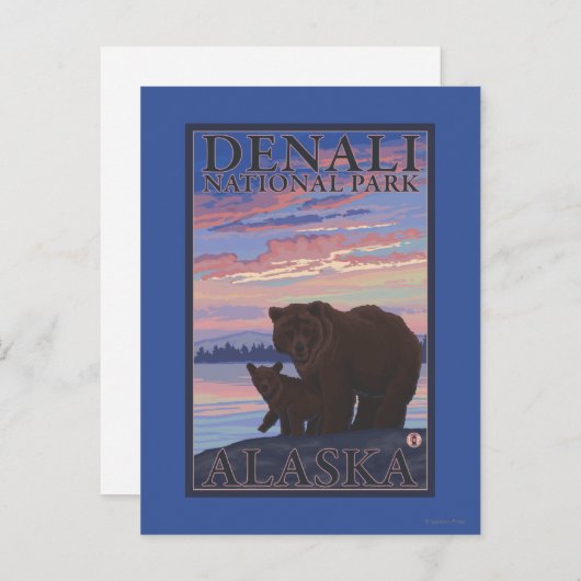 Nationaal Park beer en Cub - Denali, Alaska Briefkaart (Voorkant / Achterkant)
