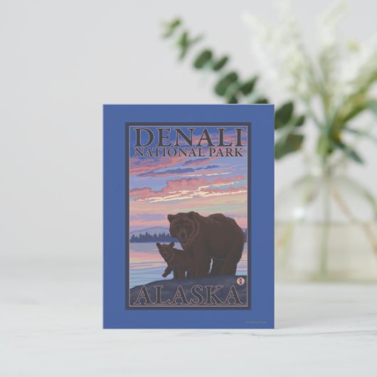 Nationaal Park beer en Cub - Denali, Alaska Briefkaart (Staand voorkant)