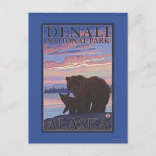 Nationaal Park beer en Cub - Denali, Alaska Briefkaart