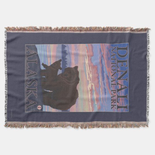 Nationaal Park beer en Cub - Denali, Alaska Deken (Voorkant)