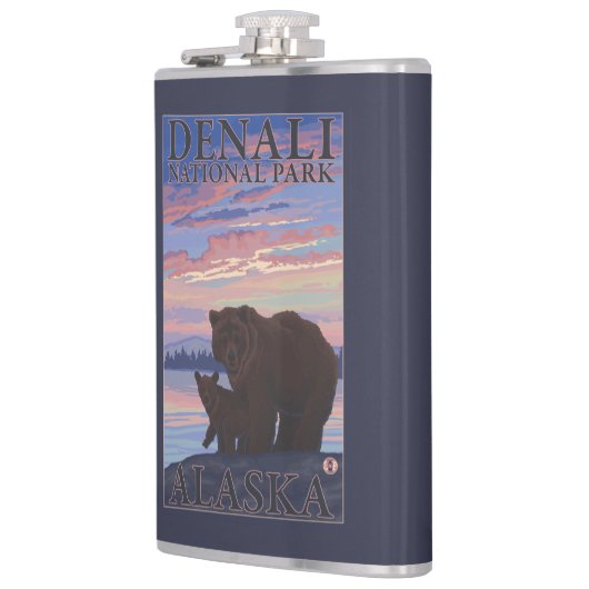 Nationaal Park beer en Cub - Denali, Alaska Heupfles (Links)