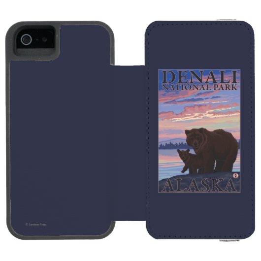 Nationaal Park beer en Cub - Denali, Alaska Incipio iPhone Portemonnee Hoesje (Agenda Open)