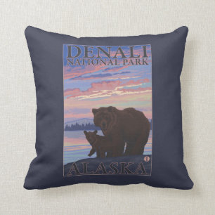 Nationaal Park beer en Cub - Denali, Alaska Kussen