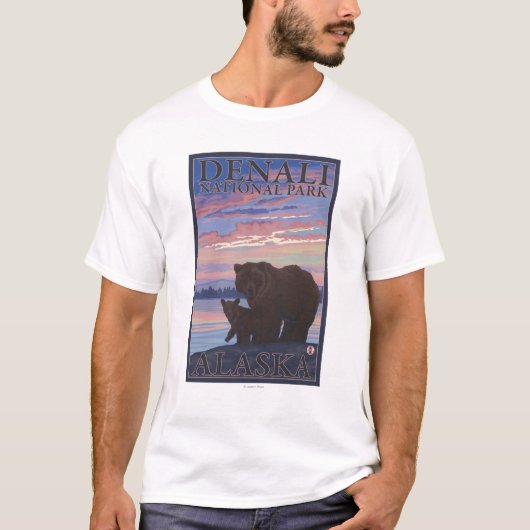 Nationaal Park beer en Cub - Denali, Alaska T-shirt (Voorkant)