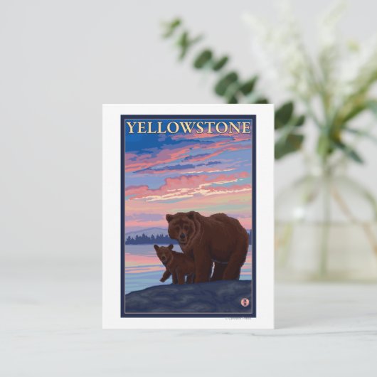 Nationaal park beer en Cub - Yellowstone Briefkaart (Staand voorkant)
