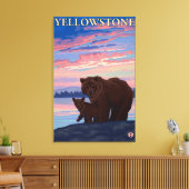 Nationaal park beer en Cub - Yellowstone Canvas Afdruk (Insitu (Woonkamer))