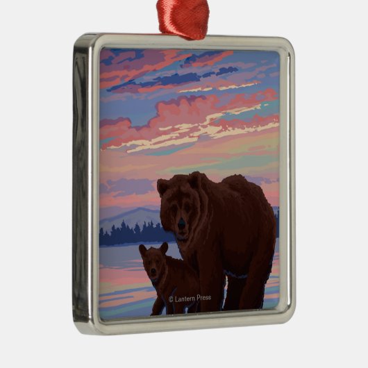 Nationaal park beer en Cub - Yellowstone Metalen Ornament (Rechts)
