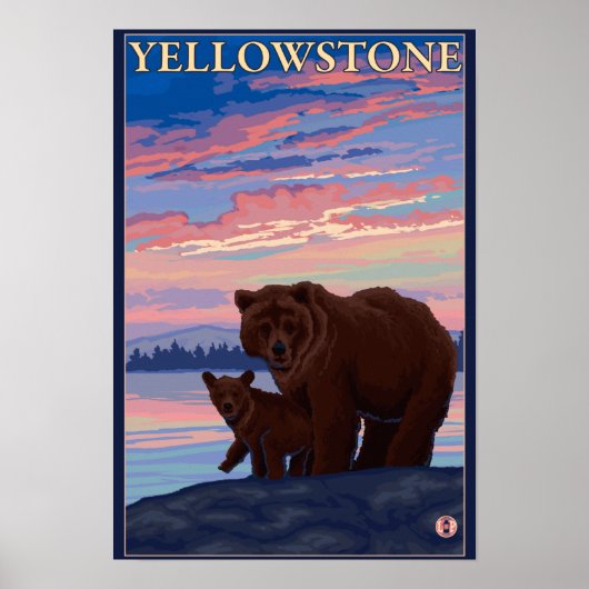 Nationaal park beer en Cub - Yellowstone Poster (Voorkant)